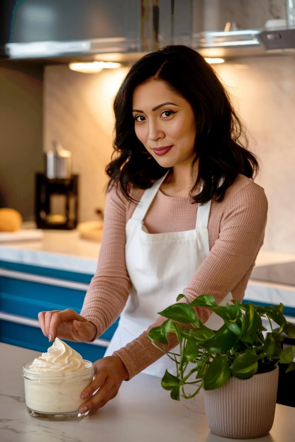 Sofia holding her homemade organic body butter